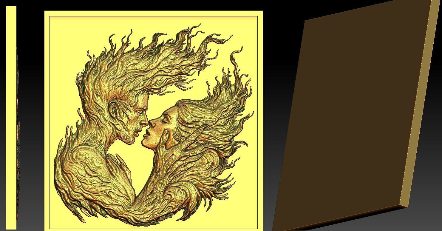 1 fire of love CNC Relief Model 3D print model_4