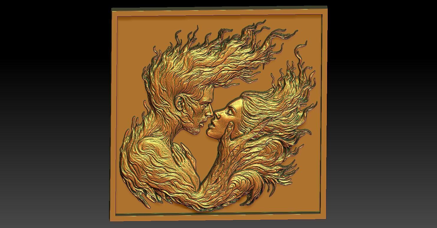 1 fire of love CNC Relief Model 3D print model_1