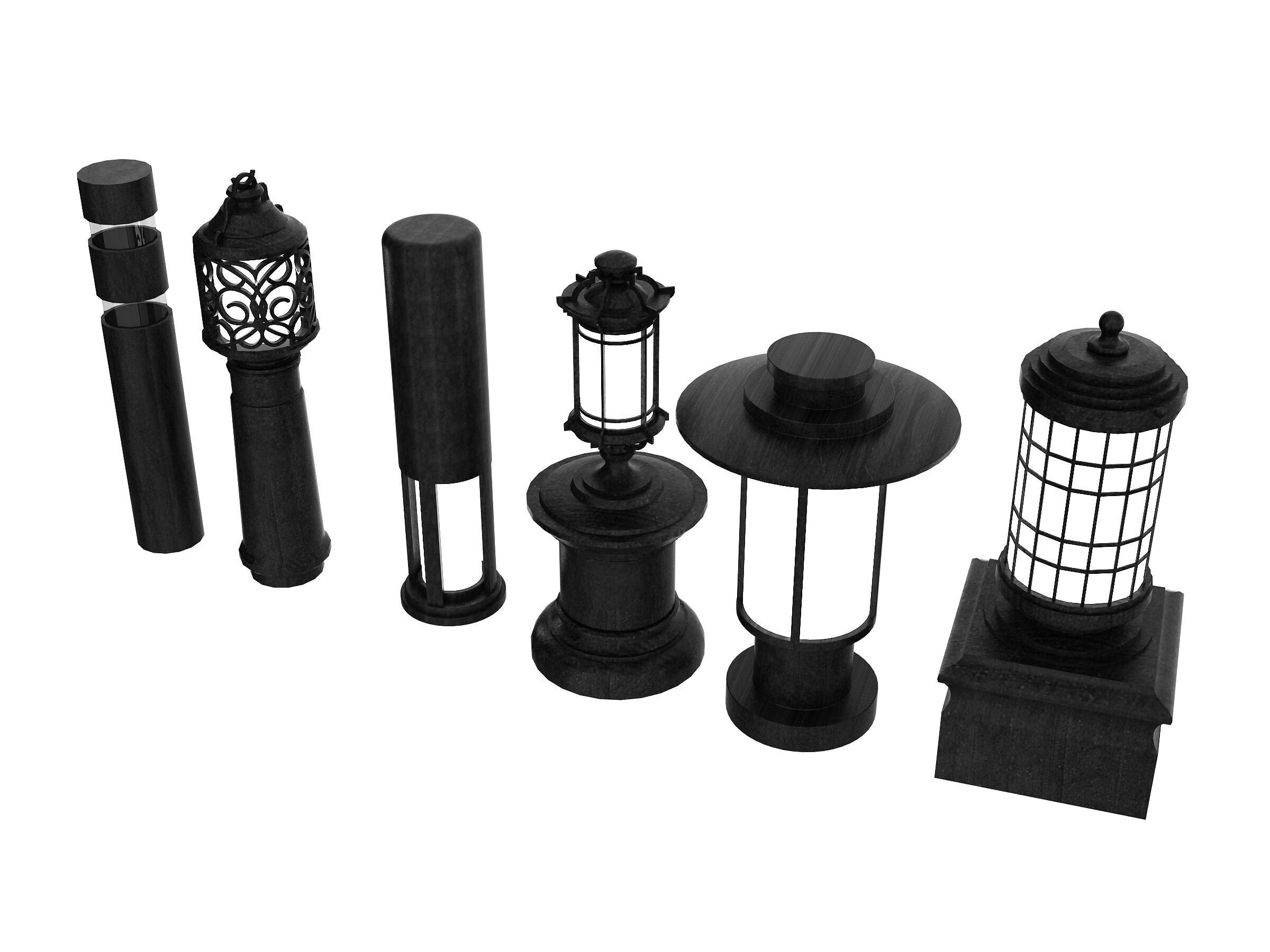 Street Lamp Low-poly 3D model_2