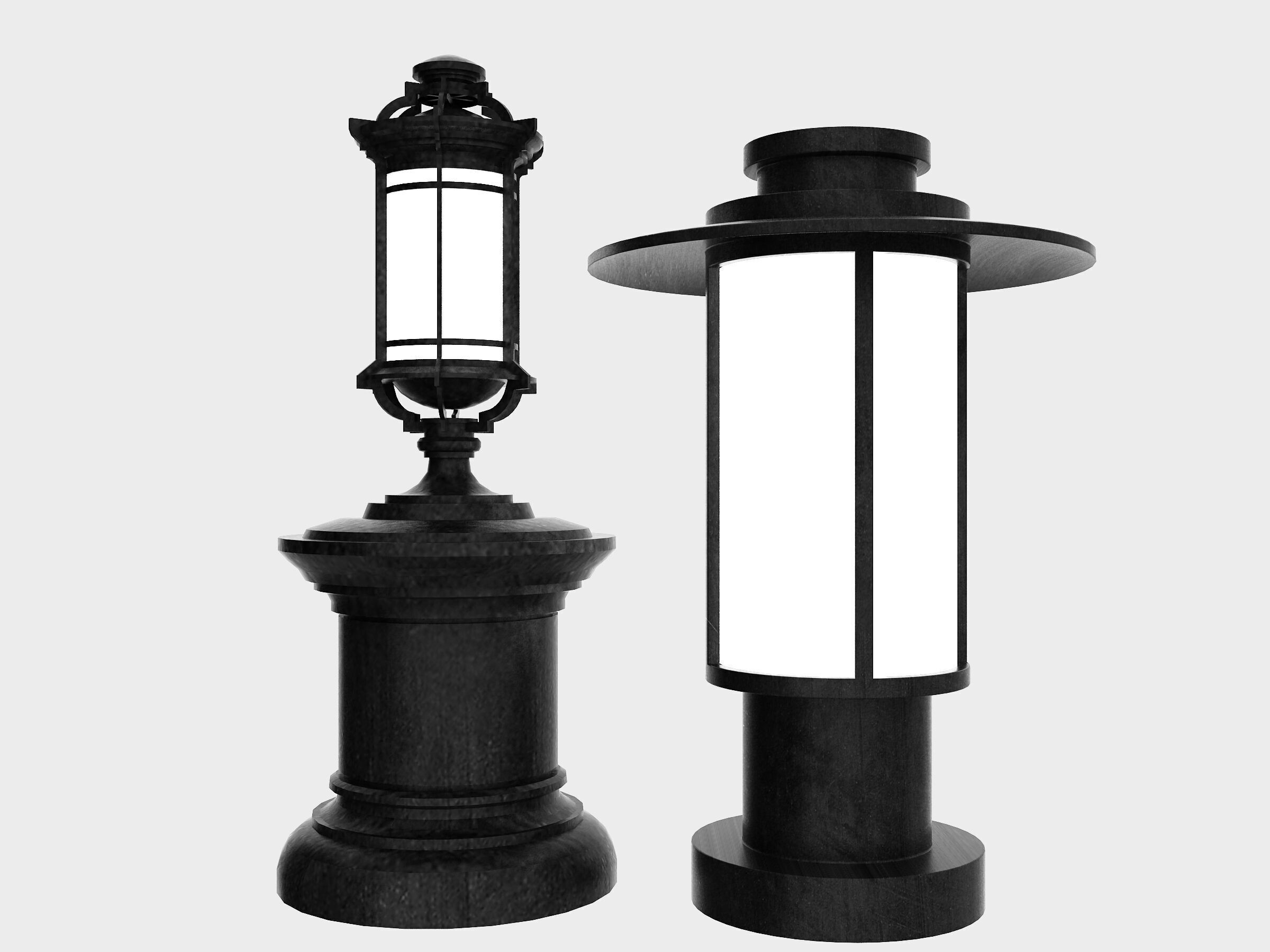 Street Lamp Low-poly 3D model_5