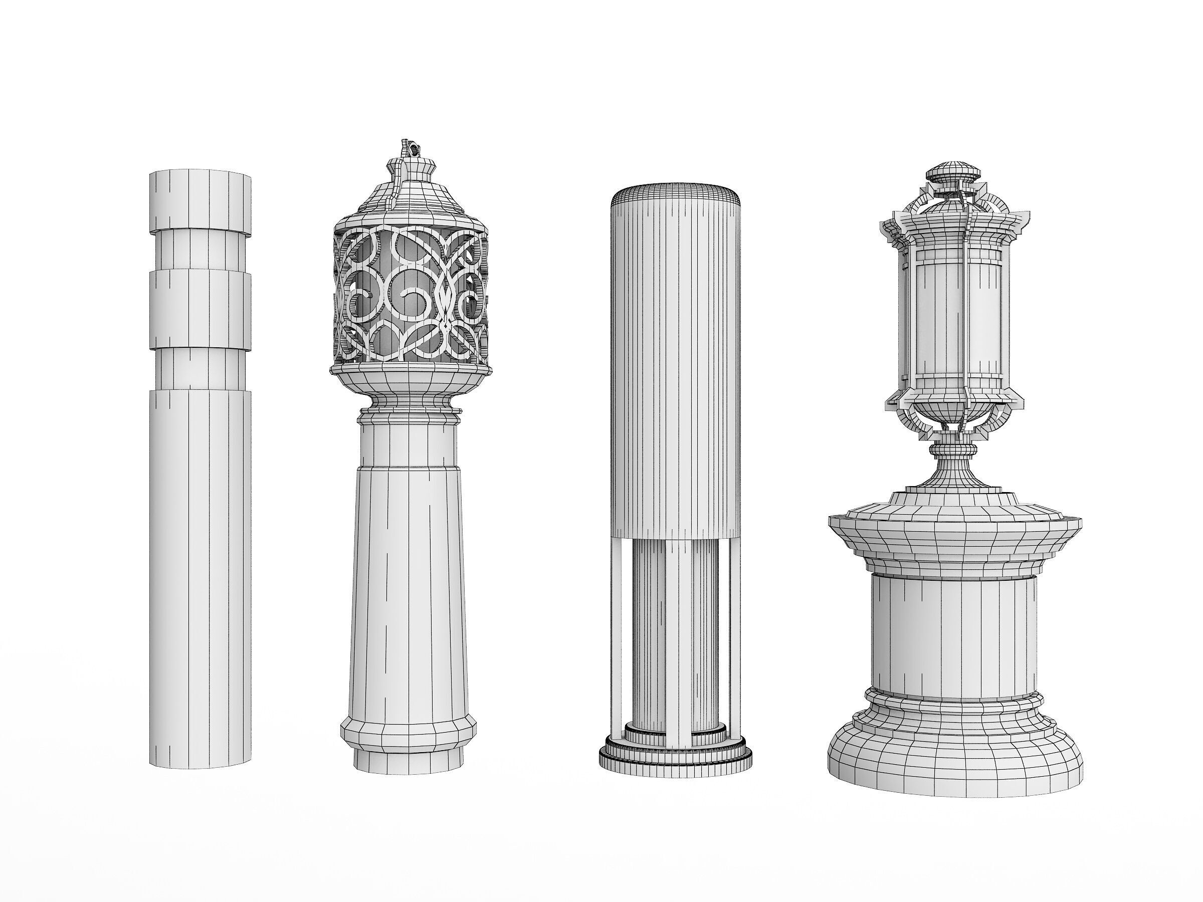 Street Lamp Low-poly 3D model_14