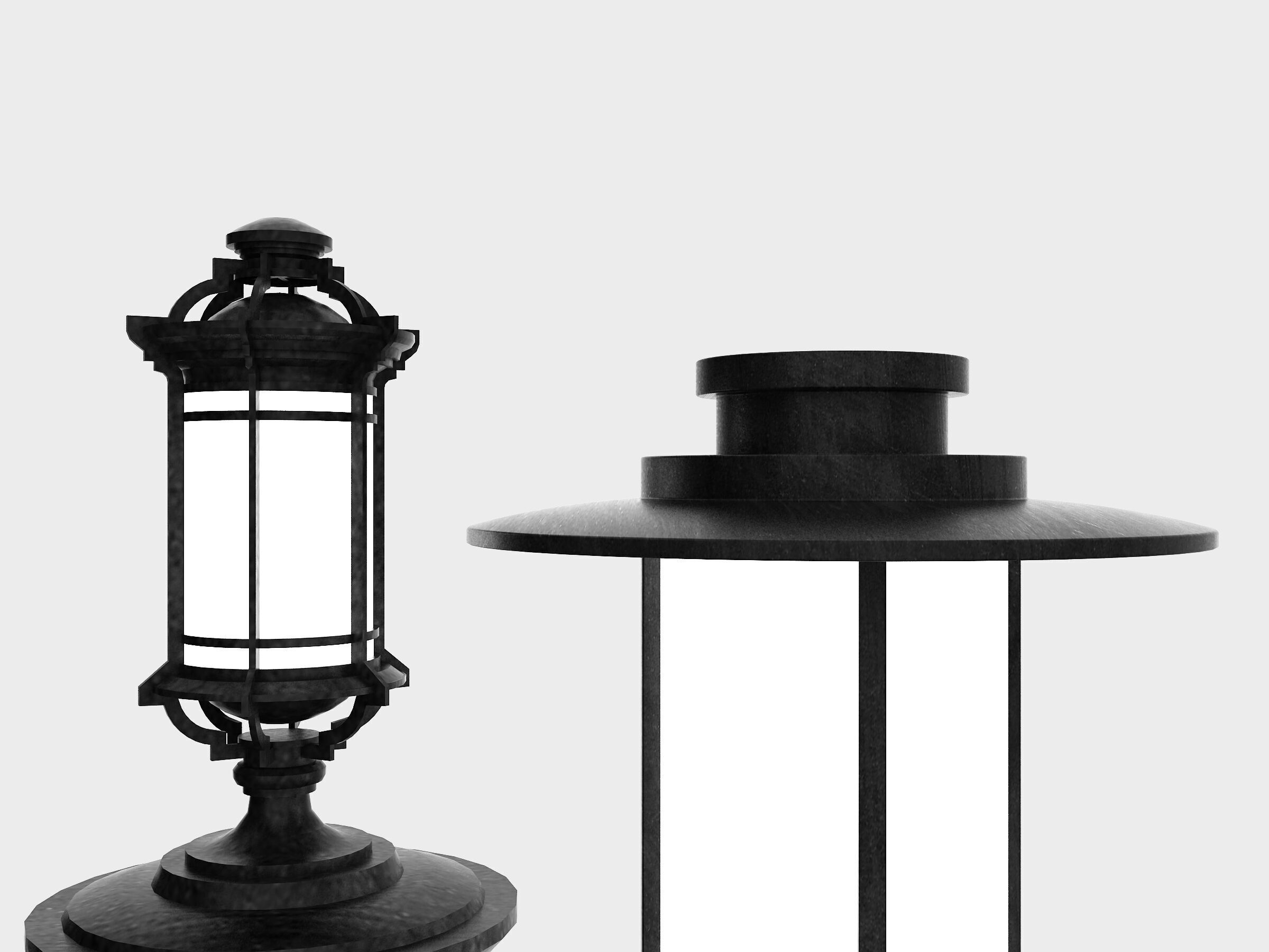 Street Lamp Low-poly 3D model_3