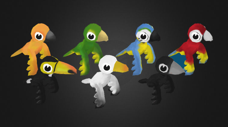Low Poly Toon Birds Package  Low-poly 3D model_1