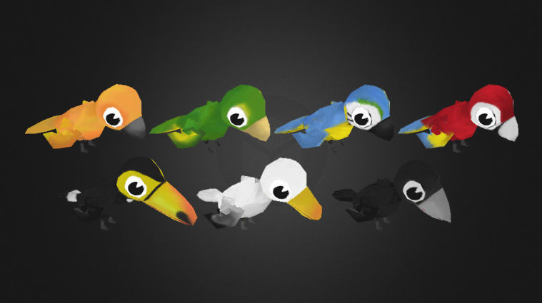 Low Poly Toon Birds Package  Low-poly 3D model_14