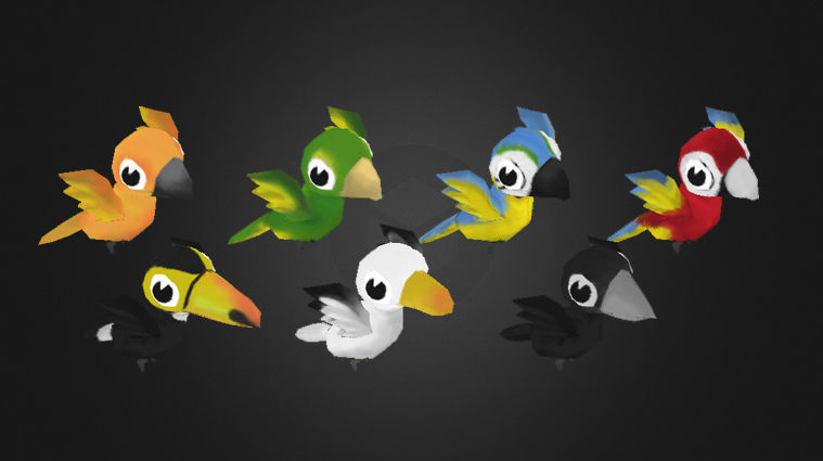 Low Poly Toon Birds Package  Low-poly 3D model_3