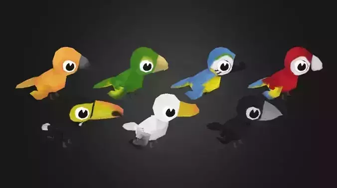 Low Poly Toon Birds Package 
