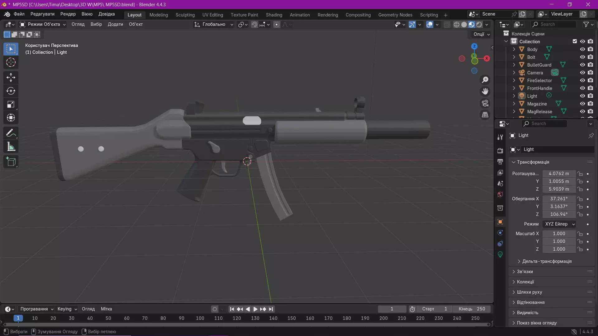 MP5SD Low-poly 3D model_0