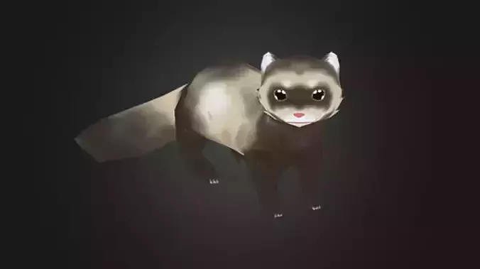 Low Poly Toon Cute Ferret
