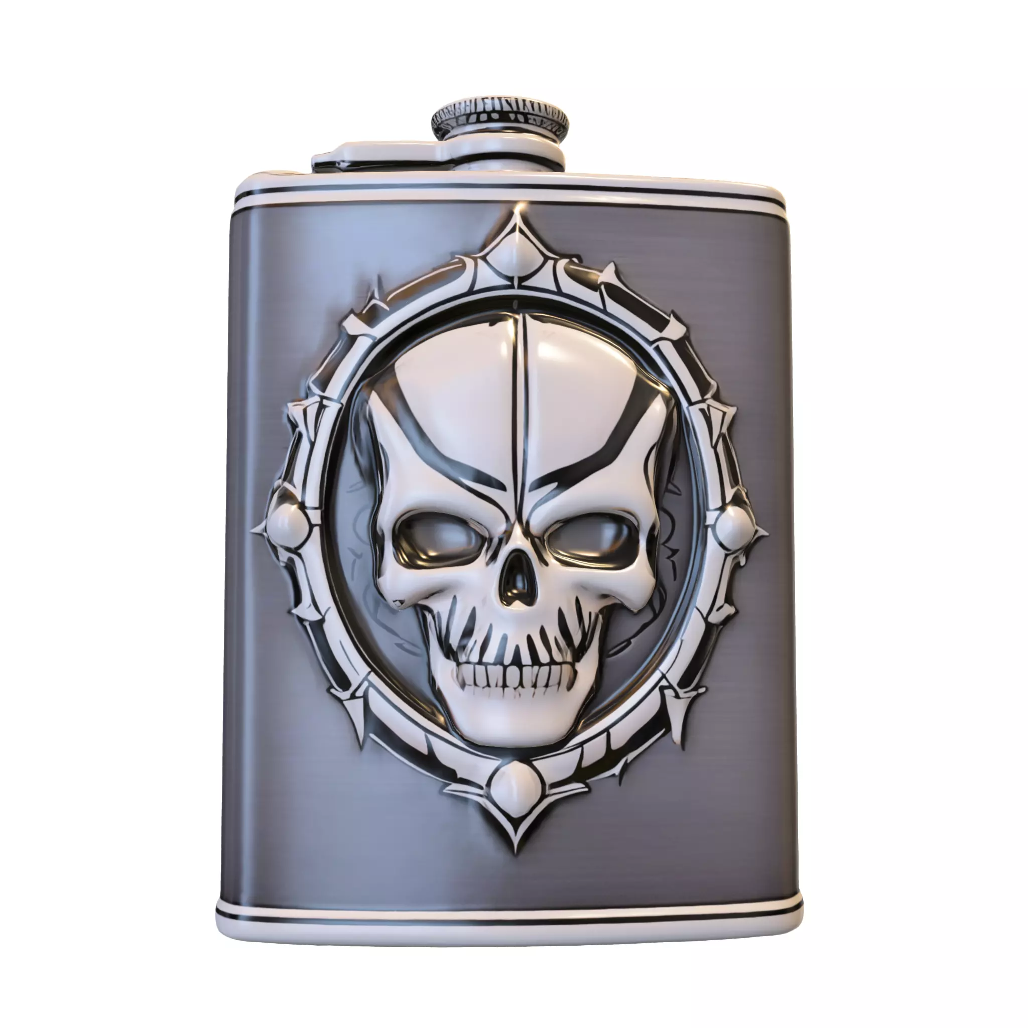 Skull Emblem Flask Low-poly 3D model_0