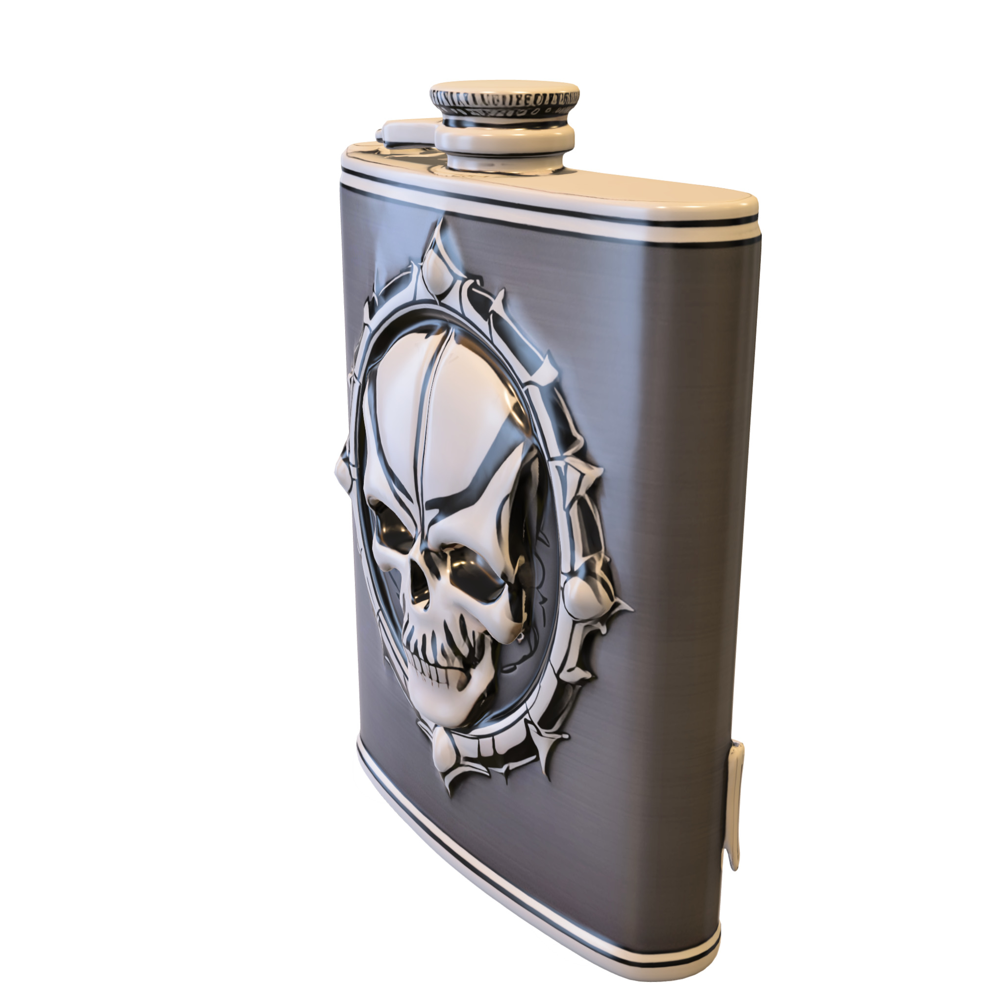 Skull Emblem Flask Low-poly 3D model_1