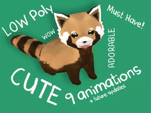 Low Poly Cute Toon Red Panda Low-poly 3D model