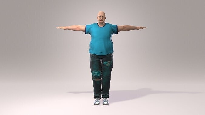  a 3D-rendered overweight male character 3D model