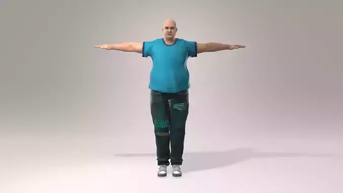  a 3D-rendered overweight male character 3D model