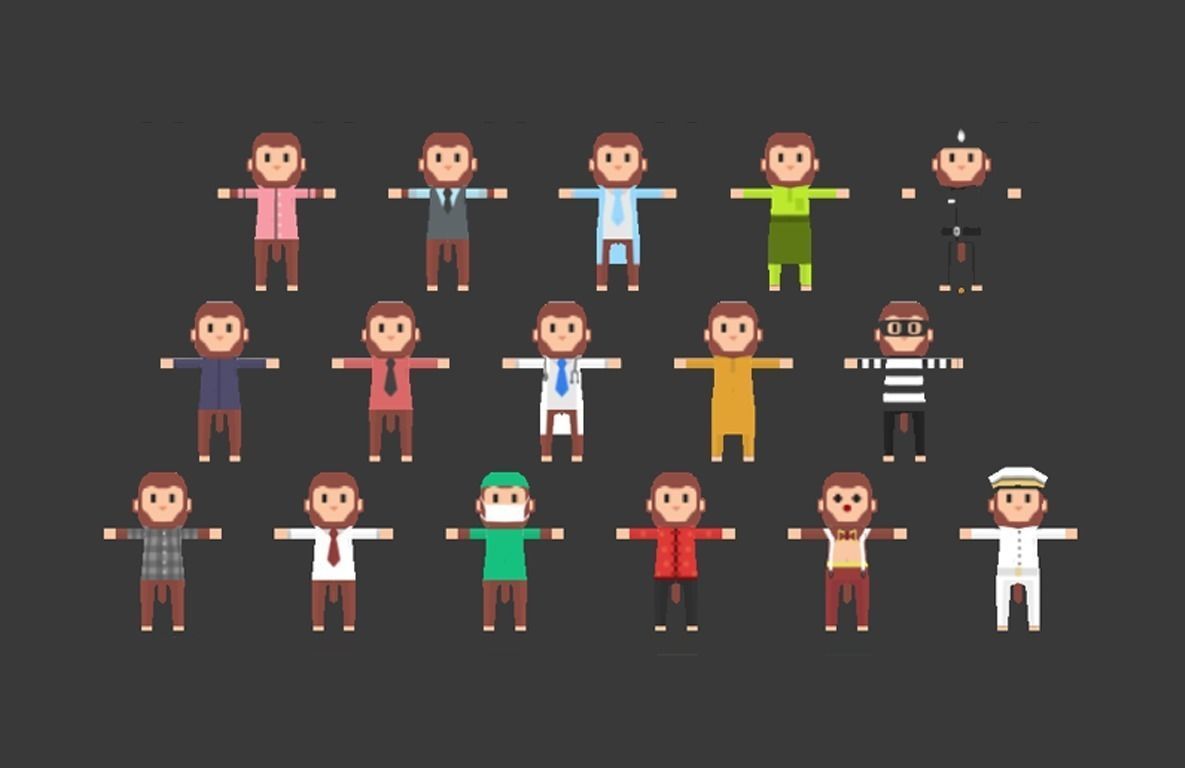 Low Poly Mr Mo Characters Package Low-poly 3D model_6