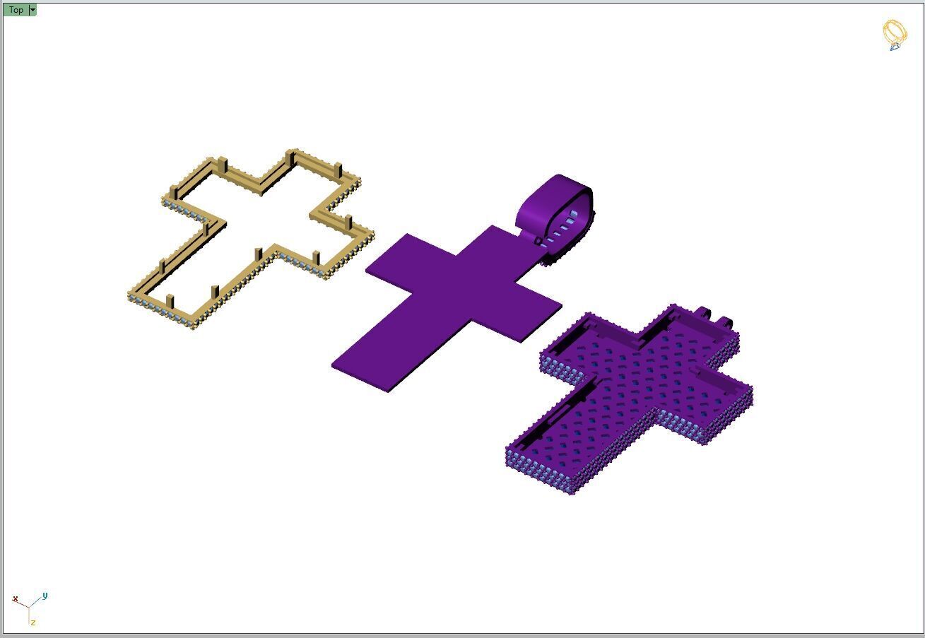 Custom Cross Pendant - Crucifixion Emerald Diamond Cross  3D print model_11