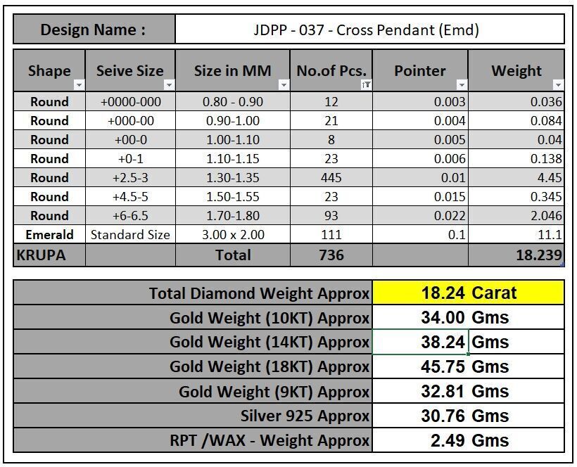 Custom Cross Pendant - Crucifixion Emerald Diamond Cross  3D print model_17