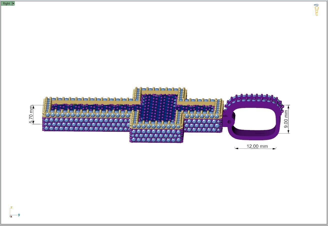 Custom Cross Pendant - Crucifixion Emerald Diamond Cross  3D print model_7