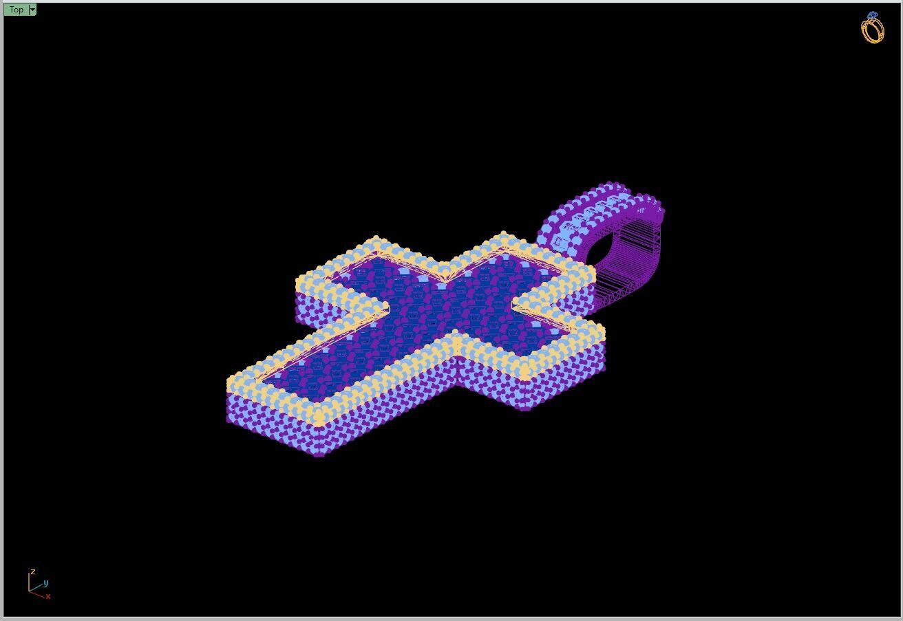 Custom Cross Pendant - Crucifixion Emerald Diamond Cross  3D print model_13