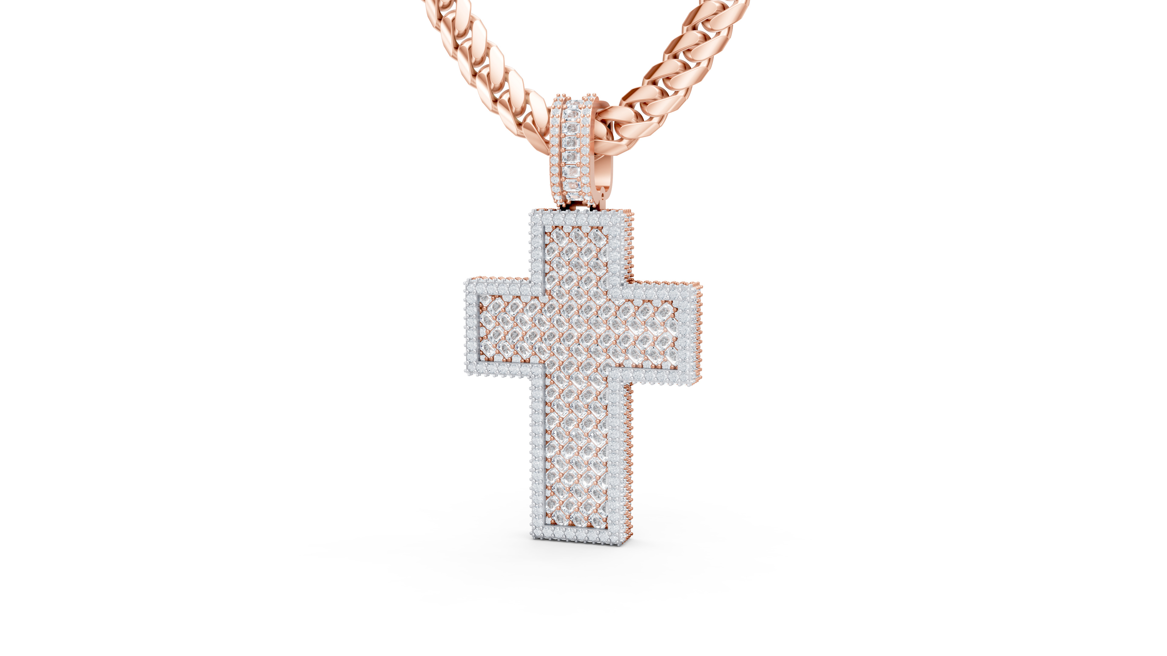 Custom Cross Pendant - Crucifixion Emerald Diamond Cross  3D print model_2