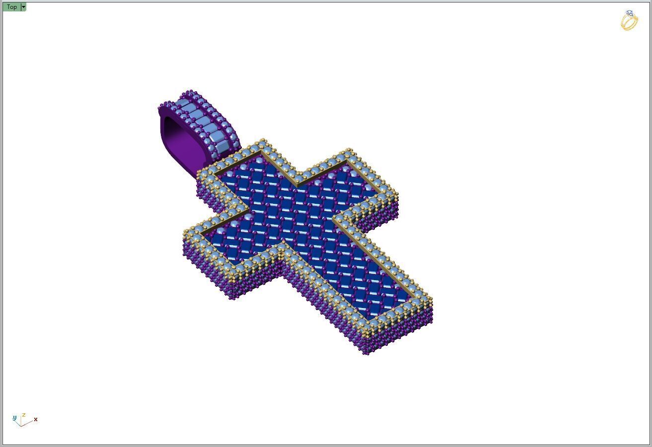 Custom Cross Pendant - Crucifixion Emerald Diamond Cross  3D print model_8