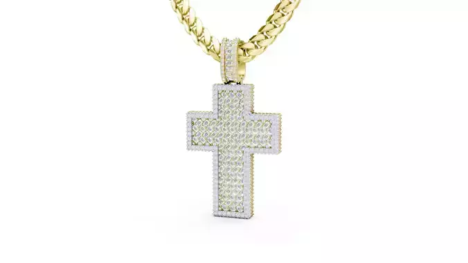 Custom Cross Pendant - Crucifixion Emerald Diamond Cross 