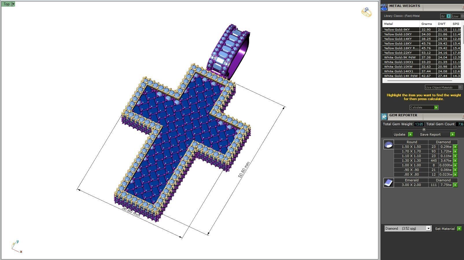 Custom Cross Pendant - Crucifixion Emerald Diamond Cross  3D print model_6