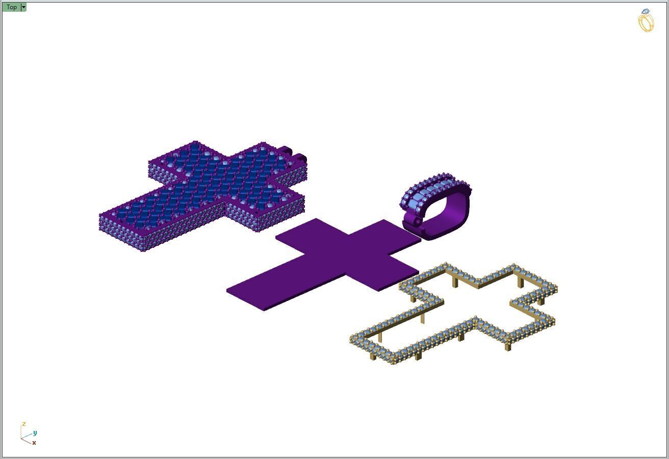 Custom Cross Pendant - Crucifixion Emerald Diamond Cross  3D print model_10