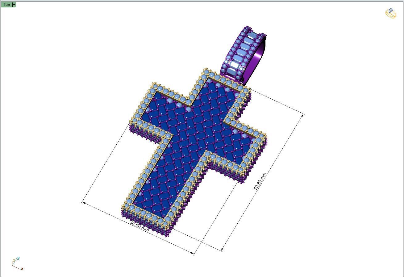 Custom Cross Pendant - Crucifixion Emerald Diamond Cross  3D print model_4