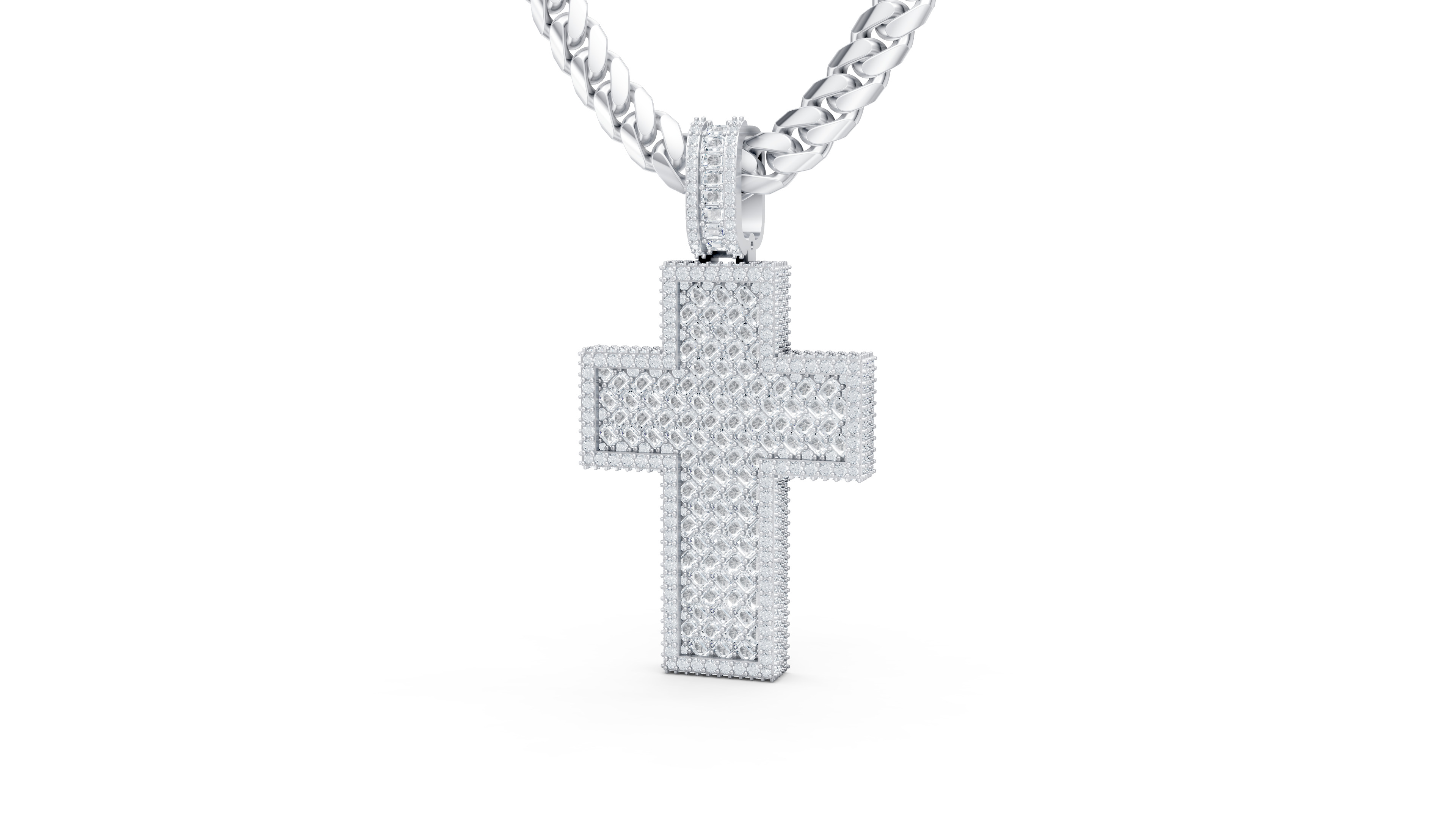 Custom Cross Pendant - Crucifixion Emerald Diamond Cross  3D print model_3