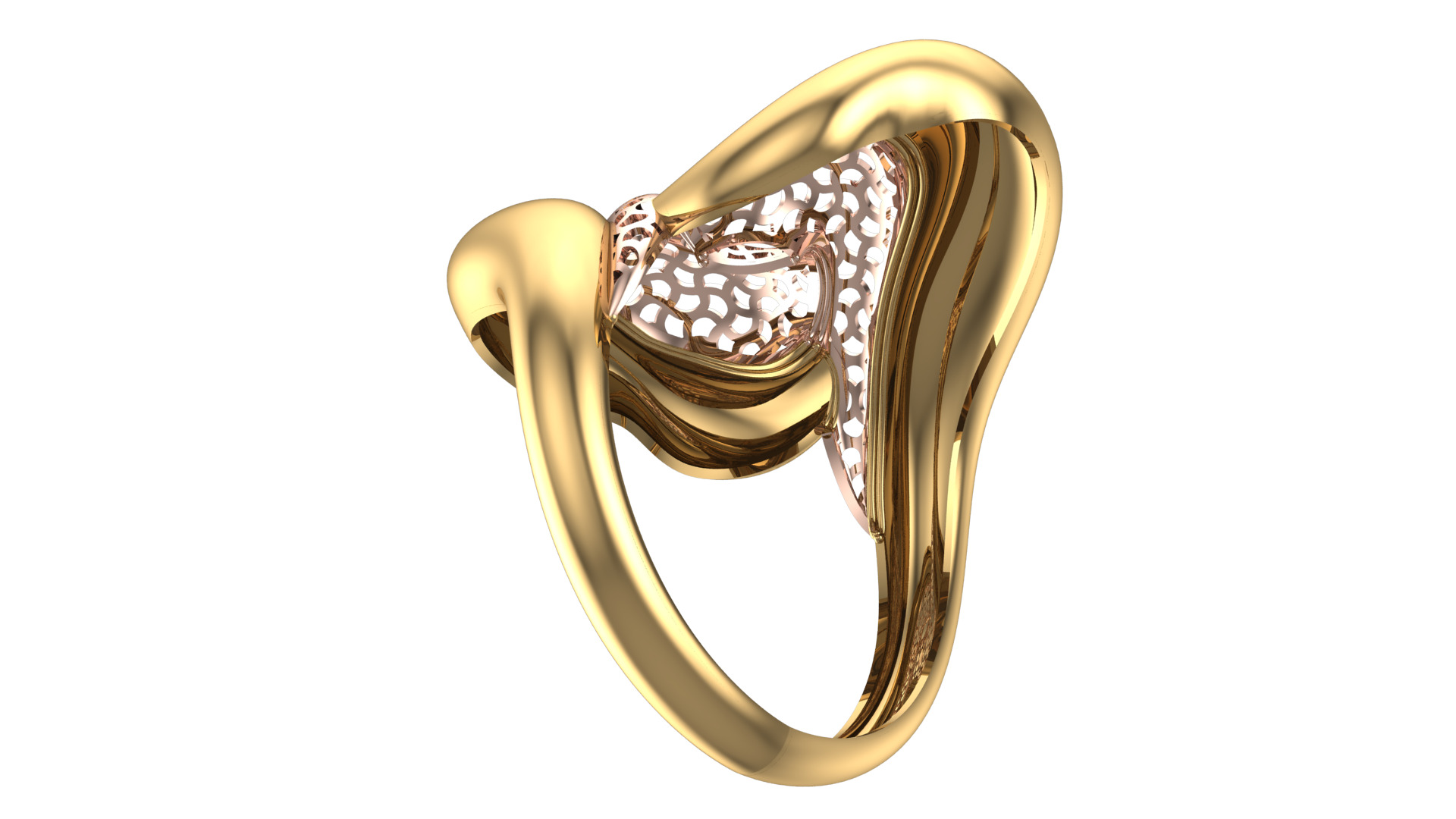 Bold Honeycomb Twist Ring- Lightweight 3D Printable Model-R7-04 3D print model_4