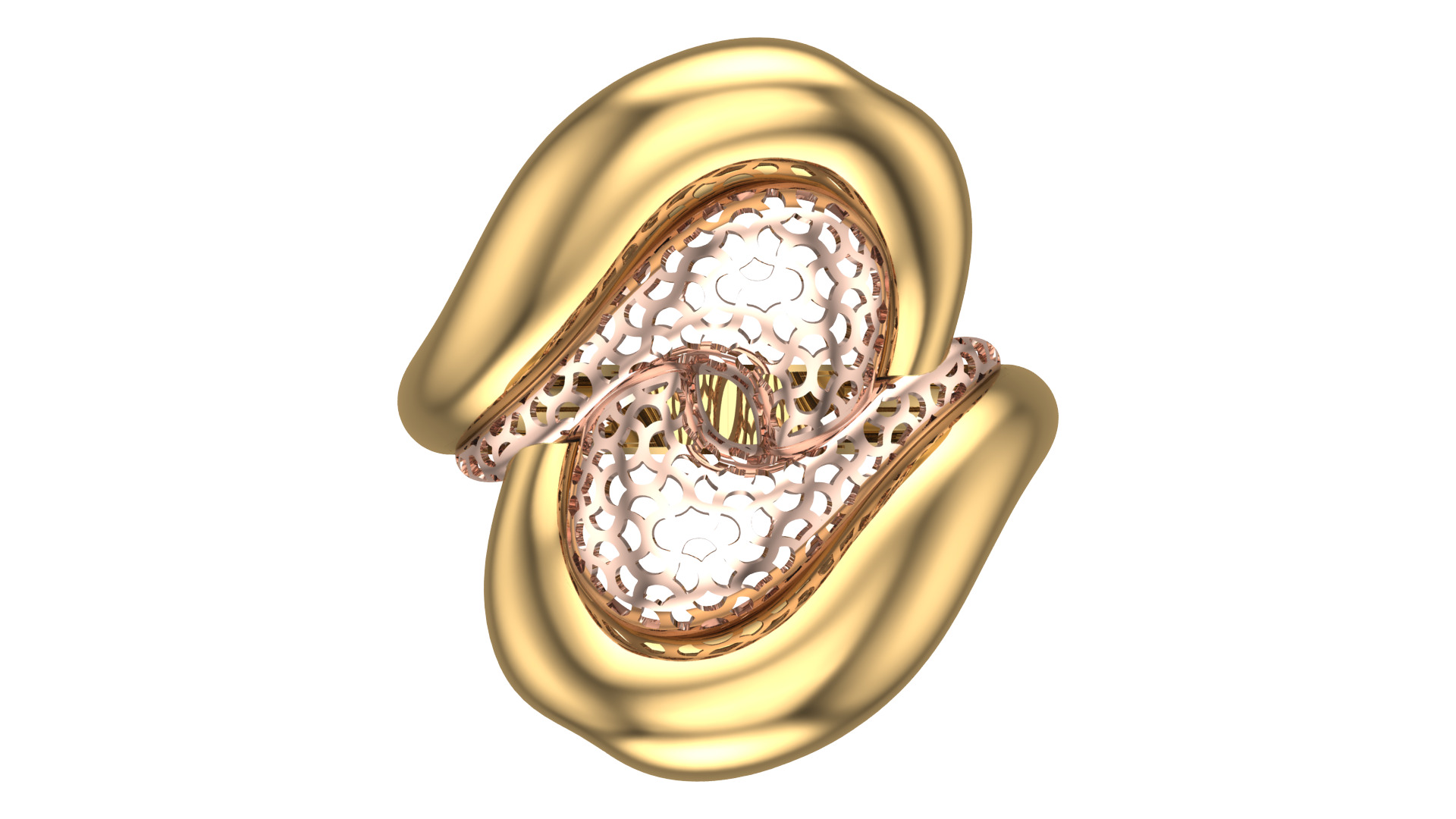 Bold Honeycomb Twist Ring- Lightweight 3D Printable Model-R7-04 3D print model_1