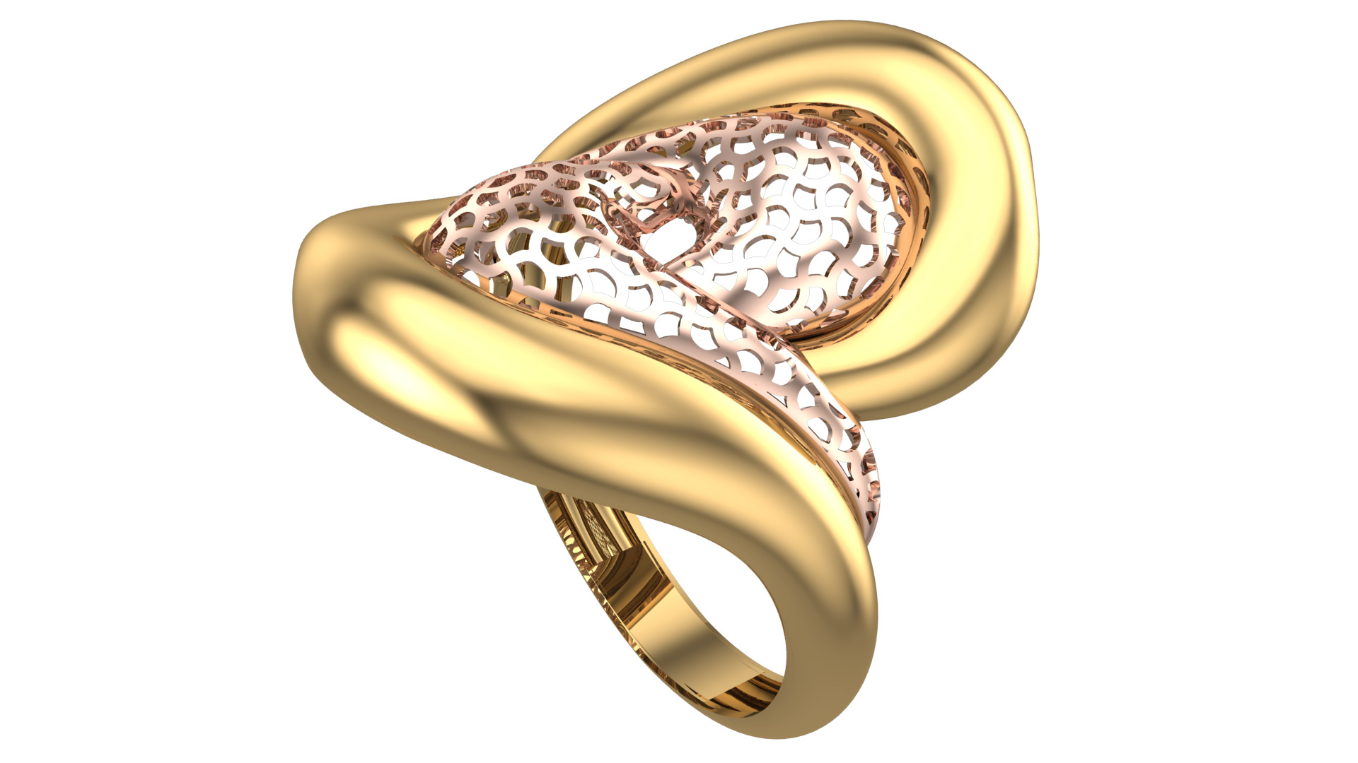 Bold Honeycomb Twist Ring- Lightweight 3D Printable Model-R7-04 3D print model_6