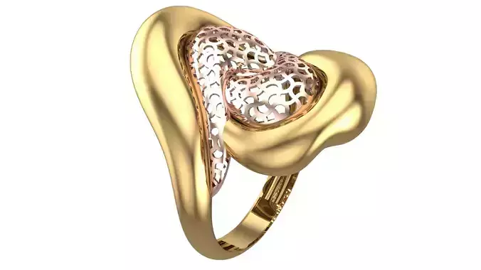 Bold Honeycomb Twist Ring- Lightweight 3D Printable Model-R7-04 3D print model