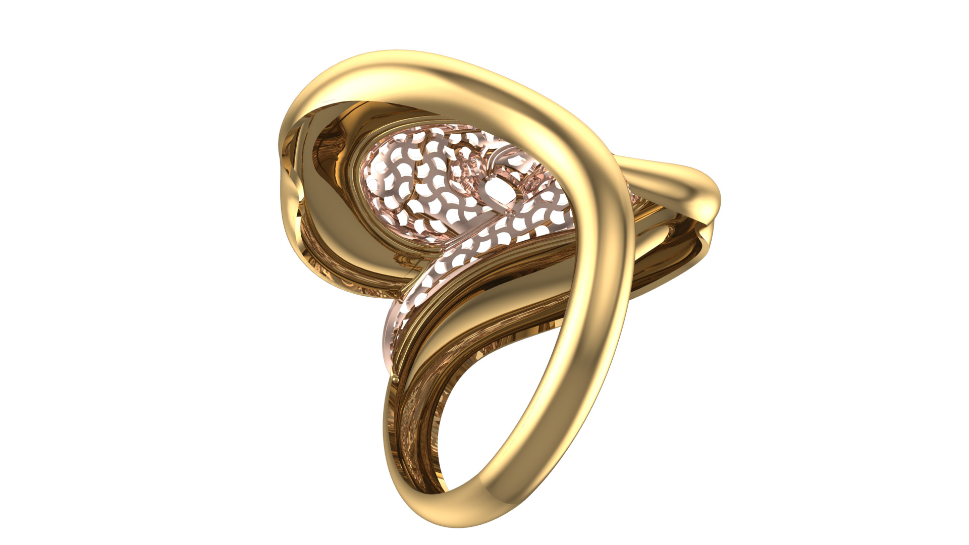 Bold Honeycomb Twist Ring- Lightweight 3D Printable Model-R7-04 3D print model_5
