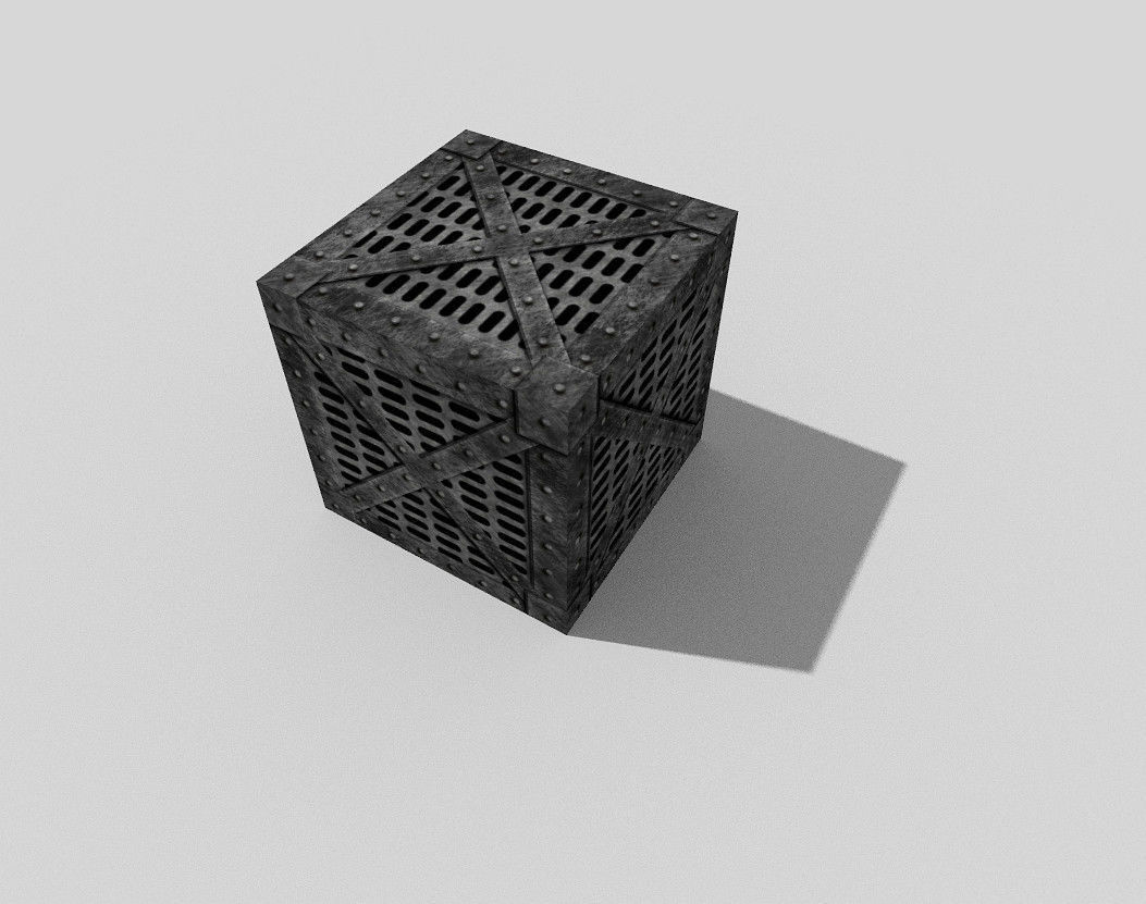 low poly metal crate Low-poly 3D model_3