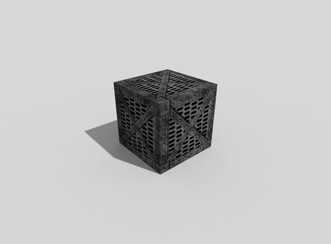low poly metal crate Low-poly 3D model_0