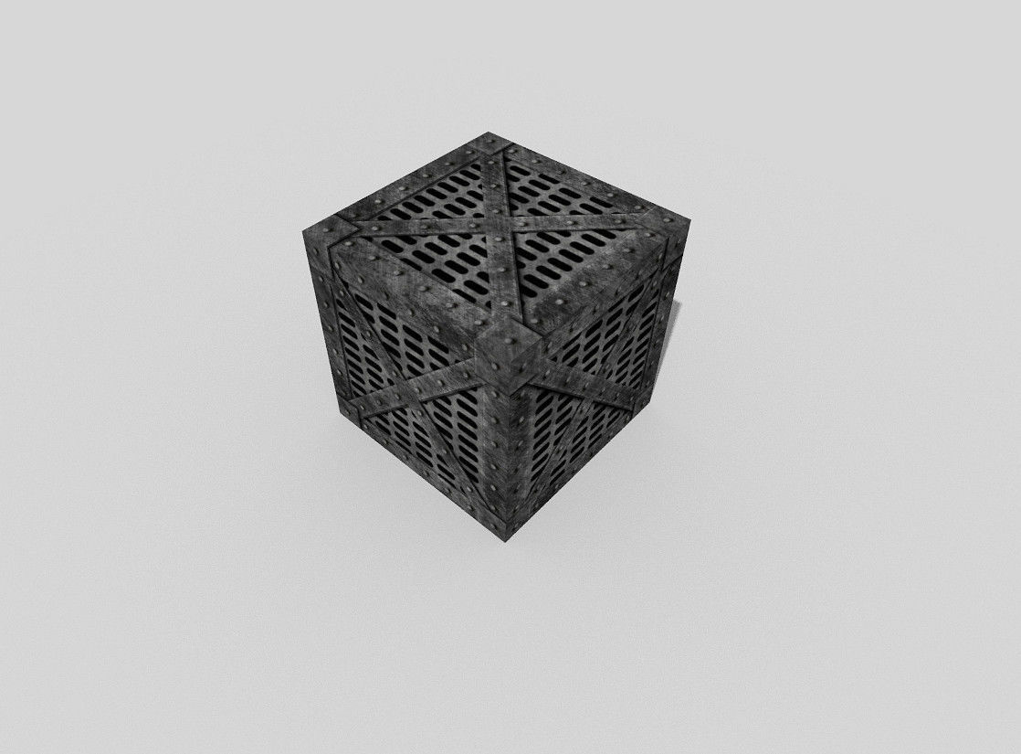 low poly metal crate Low-poly 3D model_2