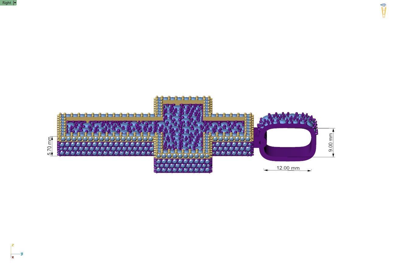 Custom Cross Mosaic Diamond Pendant - Crucifixion Mosaic Cross  3D print model_7