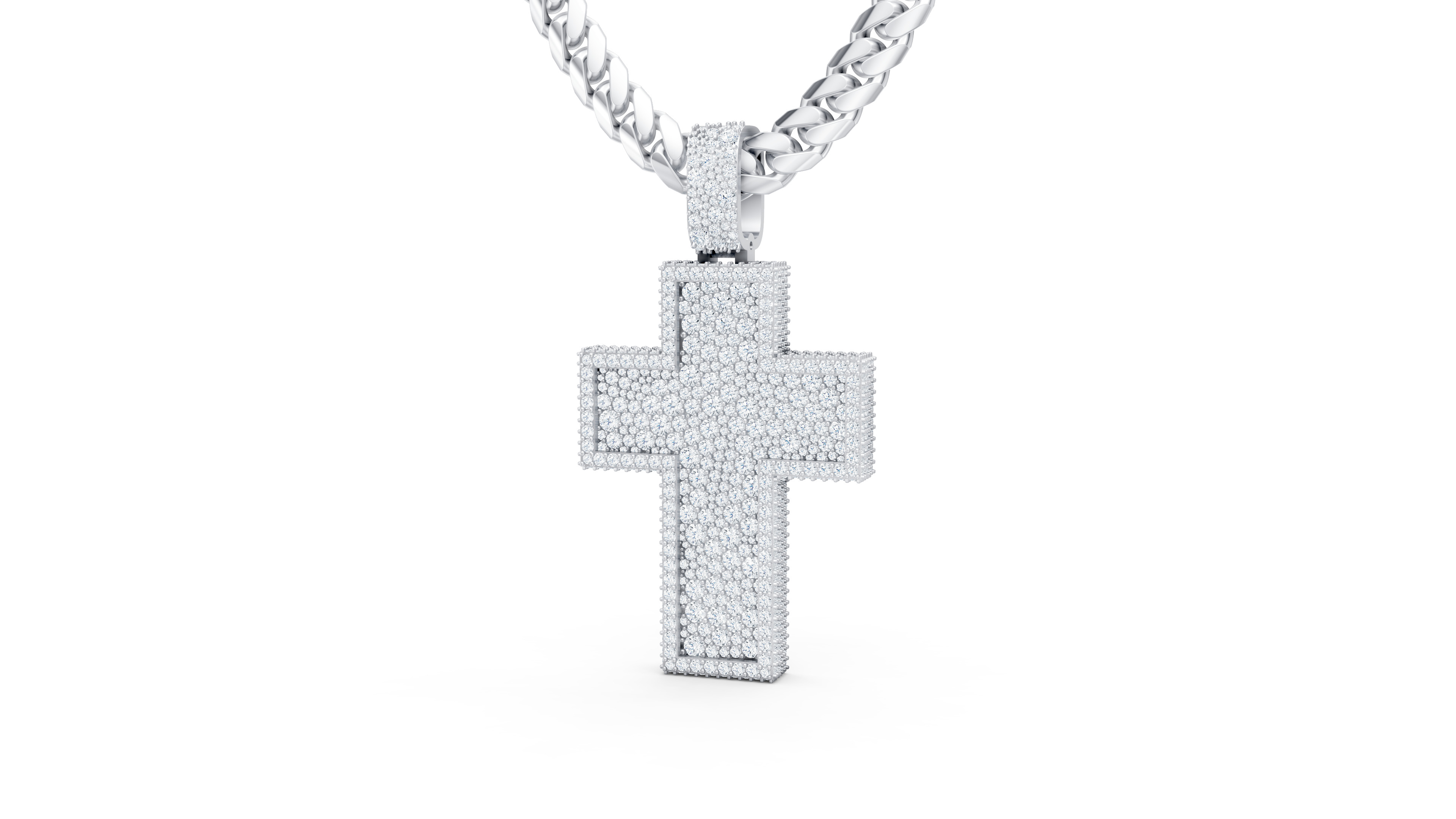Custom Cross Mosaic Diamond Pendant - Crucifixion Mosaic Cross  3D print model_2