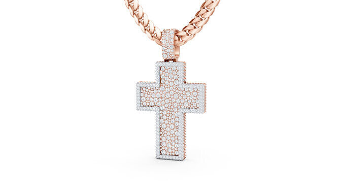 Custom Cross Mosaic Diamond Pendant - Crucifixion Mosaic Cross  3D print model