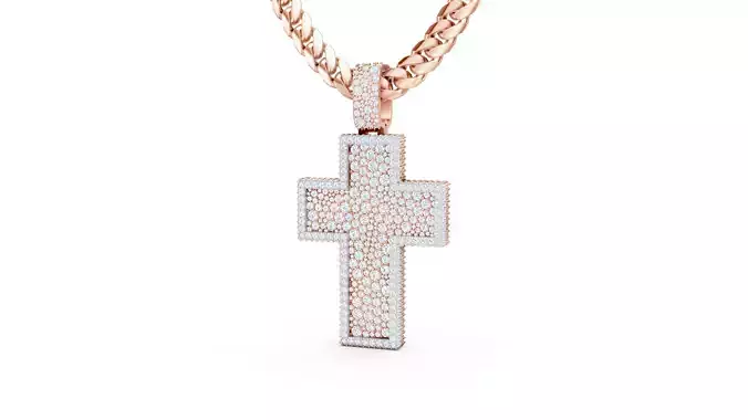 Custom Cross Mosaic Diamond Pendant - Crucifixion Mosaic Cross  3D print model