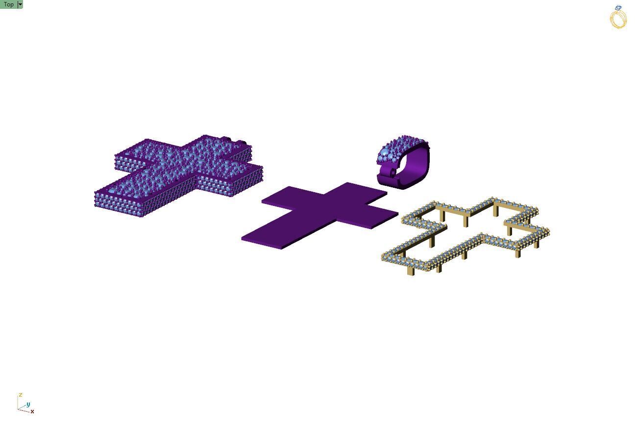 Custom Cross Mosaic Diamond Pendant - Crucifixion Mosaic Cross  3D print model_10