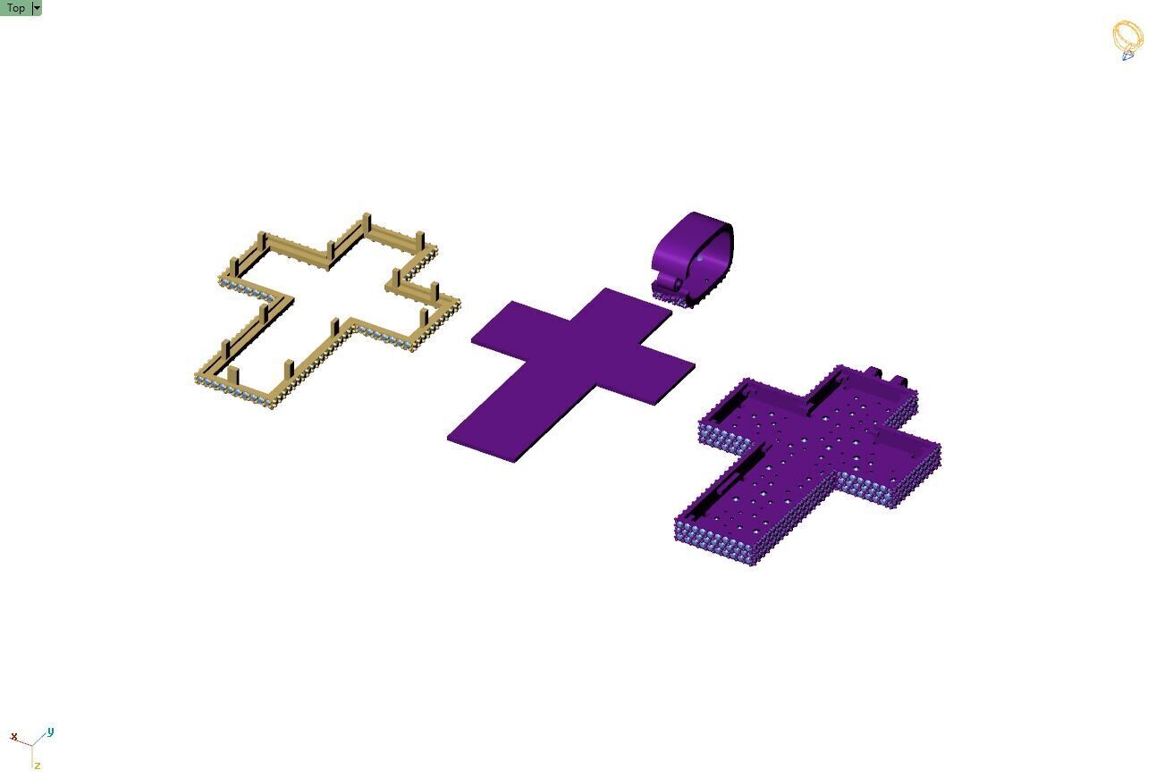 Custom Cross Mosaic Diamond Pendant - Crucifixion Mosaic Cross  3D print model_12