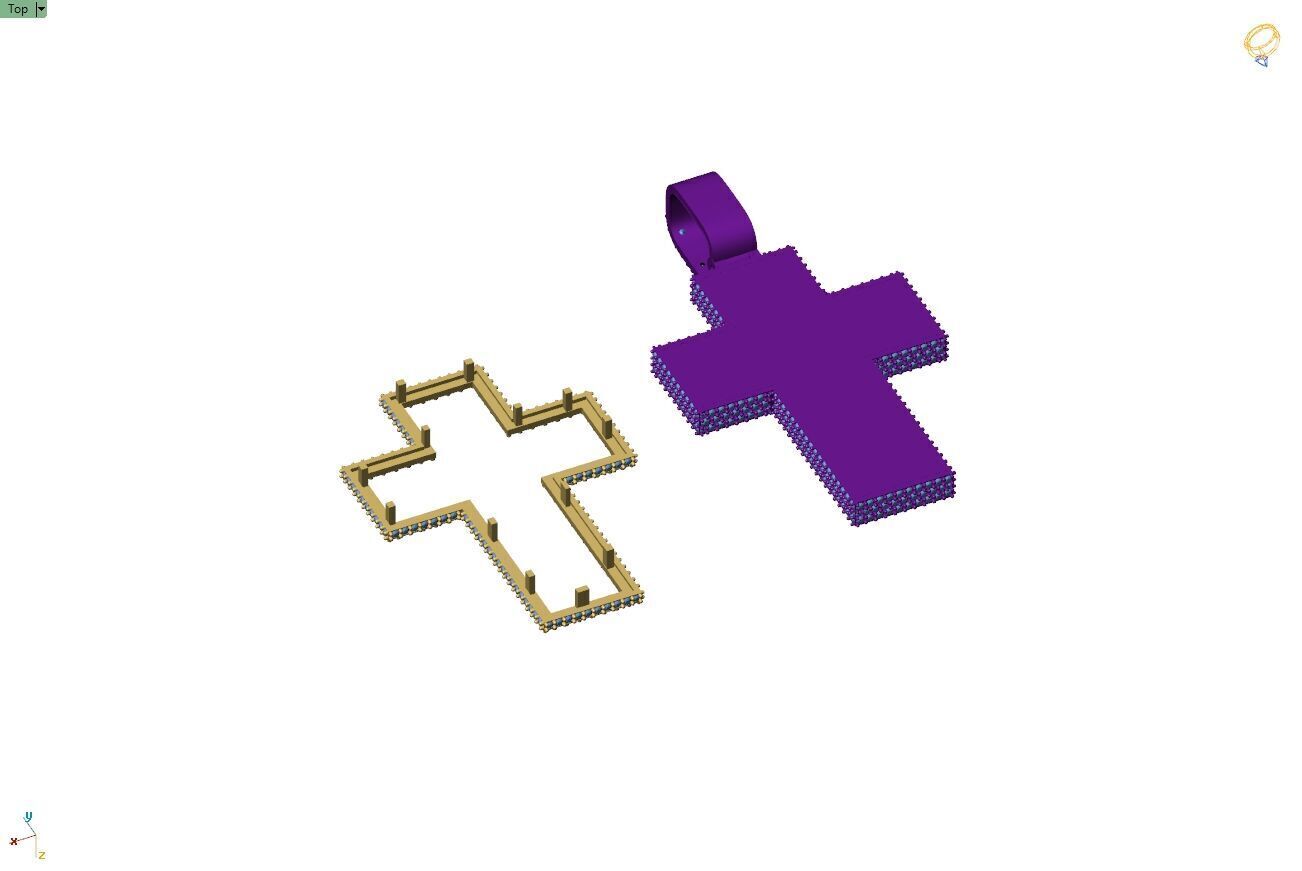 Custom Cross Mosaic Diamond Pendant - Crucifixion Mosaic Cross  3D print model_9