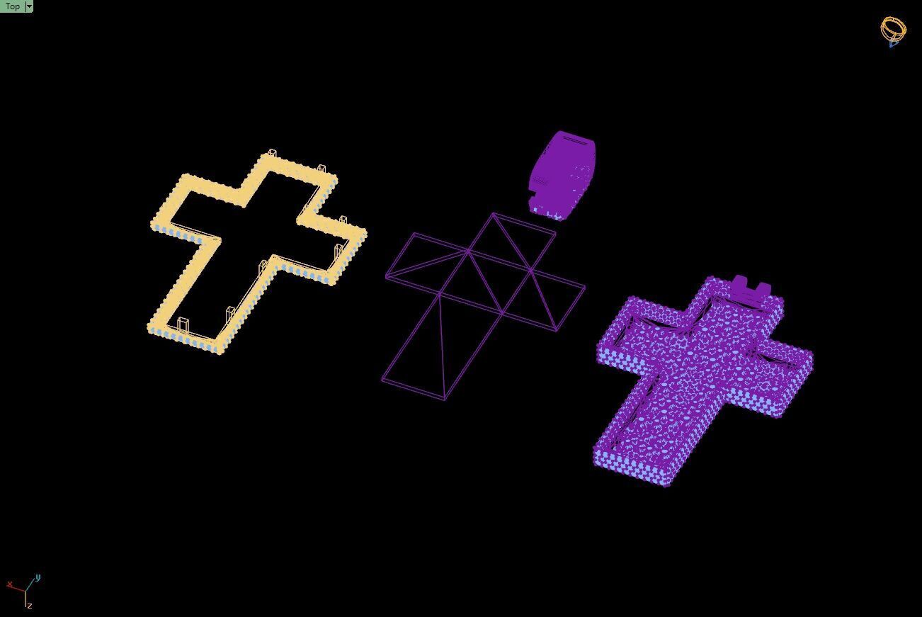 Custom Cross Mosaic Diamond Pendant - Crucifixion Mosaic Cross  3D print model_15