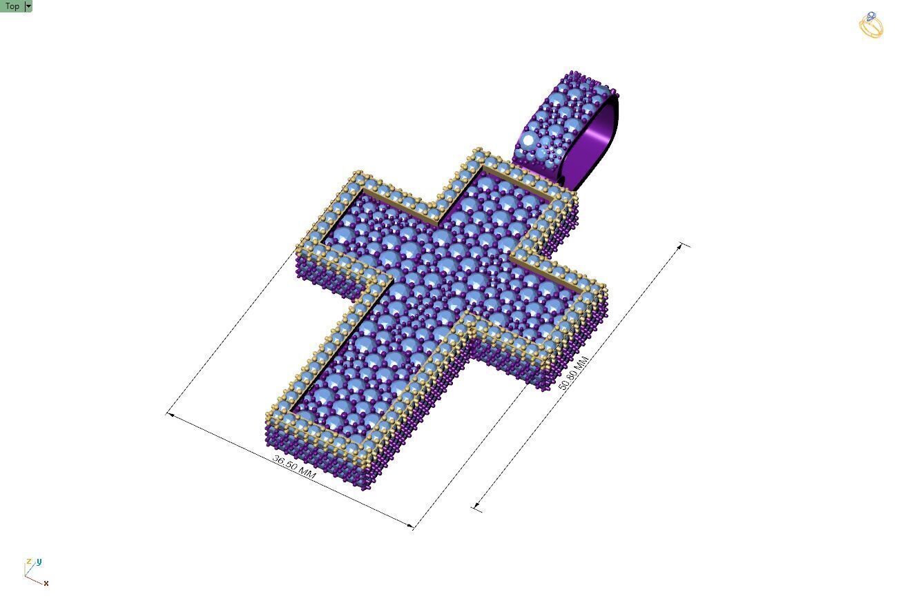 Custom Cross Mosaic Diamond Pendant - Crucifixion Mosaic Cross  3D print model_4