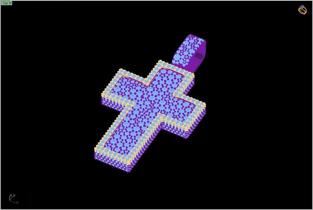Custom Cross Mosaic Diamond Pendant - Crucifixion Mosaic Cross  3D print model_13