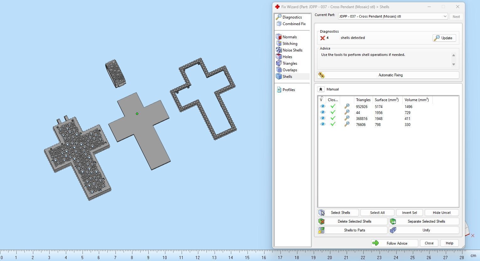 Custom Cross Mosaic Diamond Pendant - Crucifixion Mosaic Cross  3D print model_16