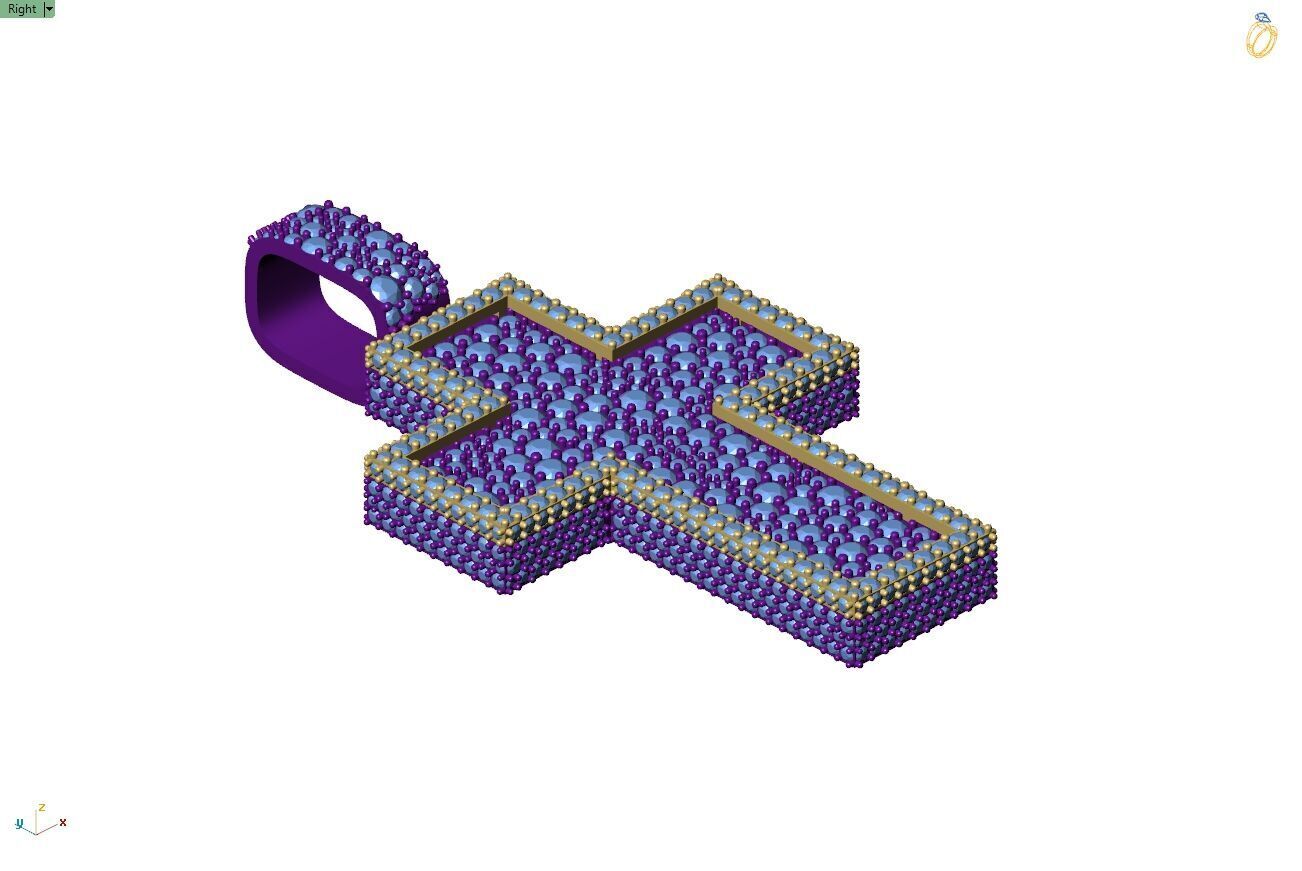 Custom Cross Mosaic Diamond Pendant - Crucifixion Mosaic Cross  3D print model_8