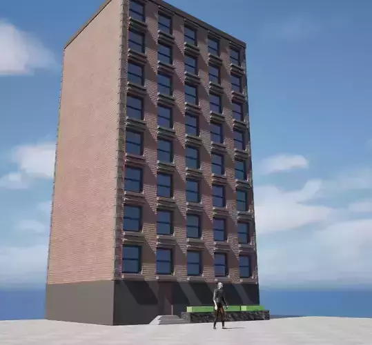 Mid Poly Apartment Building  Game Ready 3D Model